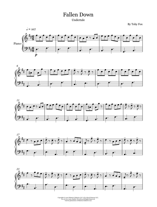 Fallen Down (from Undertale) (Arr. Rebeca Goncalves) - Toby Fox (Easy Piano)