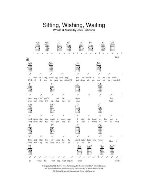 Sitting, Waiting, Wishing - Jack Johnson (Ukulele Chords-Lyrics)