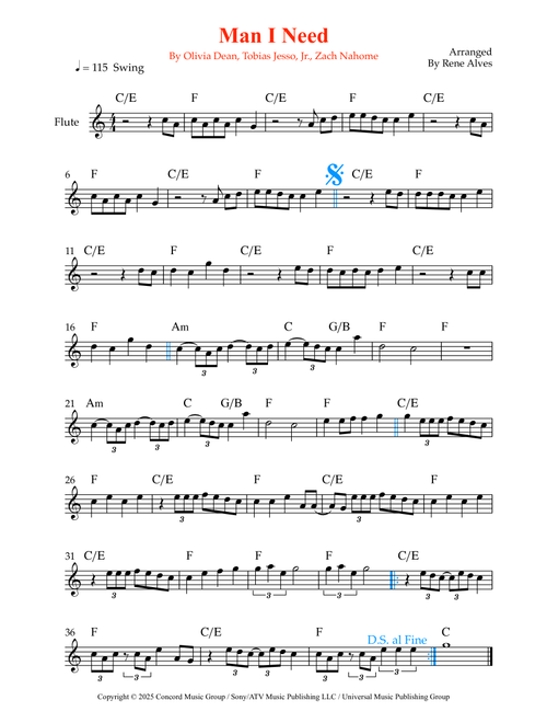 Man I Need (Arr. Rene Alves) - Olivia Dean (Flute Solo)