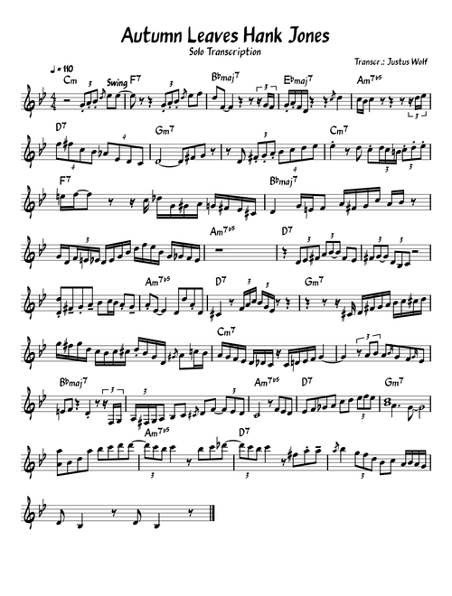 Autumn Leaves (Miles Davis) – Hank Jones Solo