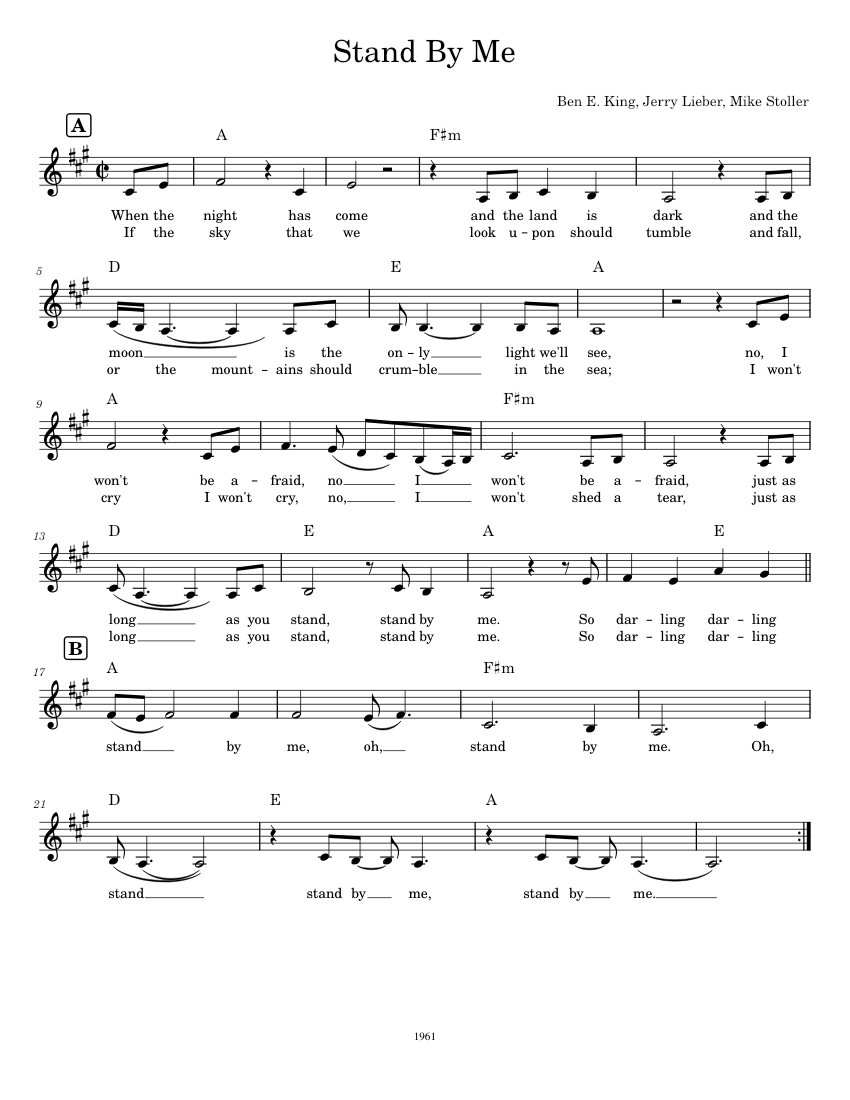Stand By Me Sheet Sheet music for Vocals (Solo) | Musescore.com