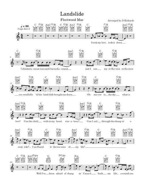 Landslide - Melody, Lyrics and Chords