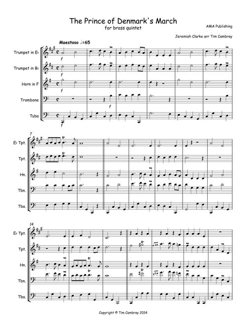The Prince of Denmark's March (Arr. Tim Cambray) - J Clarke (Brass Ensemble)