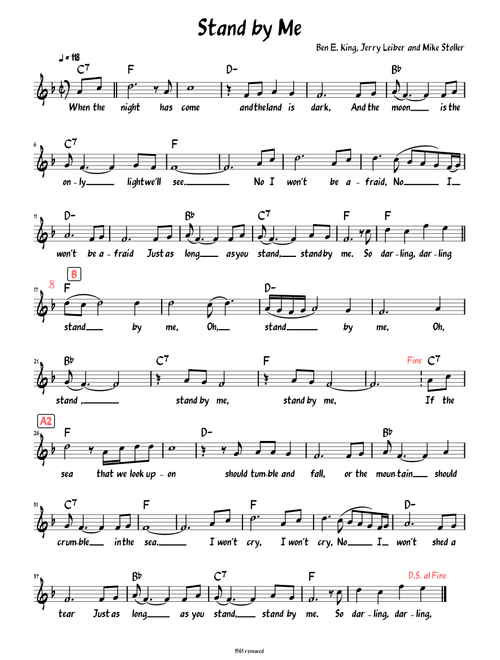 Stand By Me (Lead sheet with lyrics )