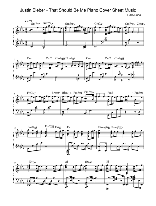 That Should Be Me (Arr. Haro Luna) - Justin Bieber (Easy Piano)