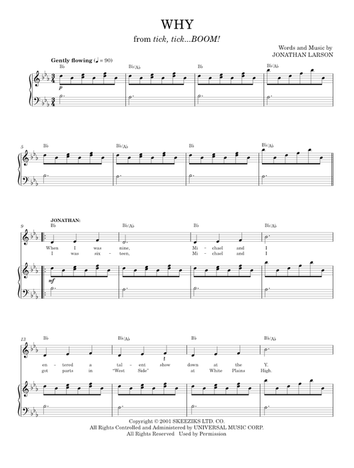 Why - Jonathan Larson, Tick, Tick...Boom! Musical (Piano Vocal)