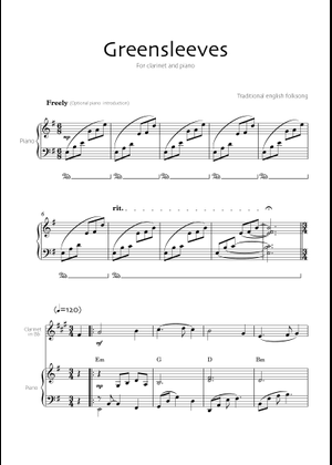 Greensleeves – Traditional English folk song Sheet Music for