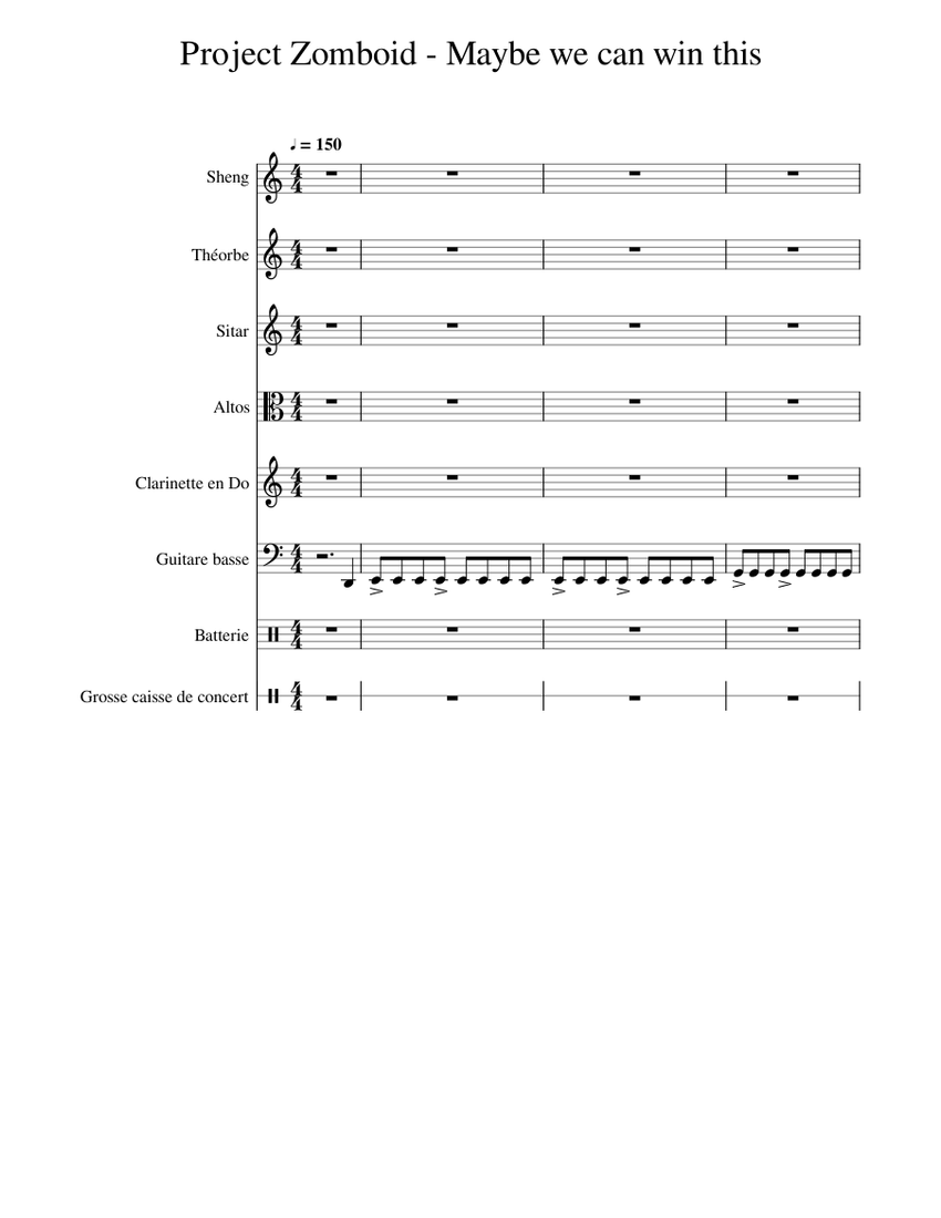 Project Zomboid Maybe we can win this Sheet music for Bass guitar