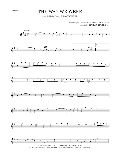 The Way We Were - Barbra Streisand (Tenor Sax Solo)