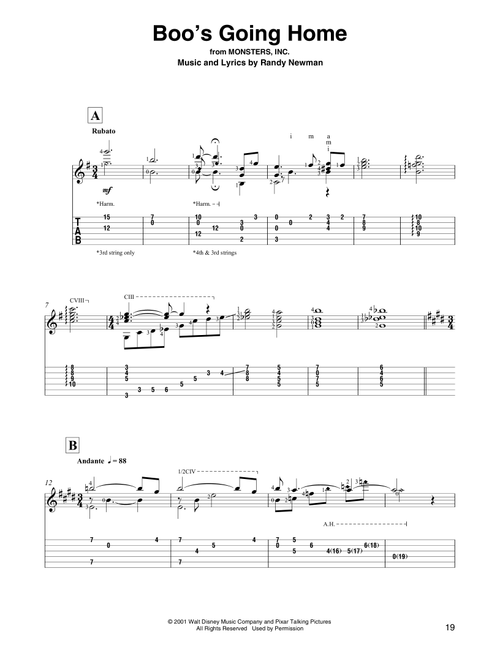 Boo's Going Home (from Monsters, Inc.) (arr. David Jaggs) - Randy Newman (Solo Guitar)