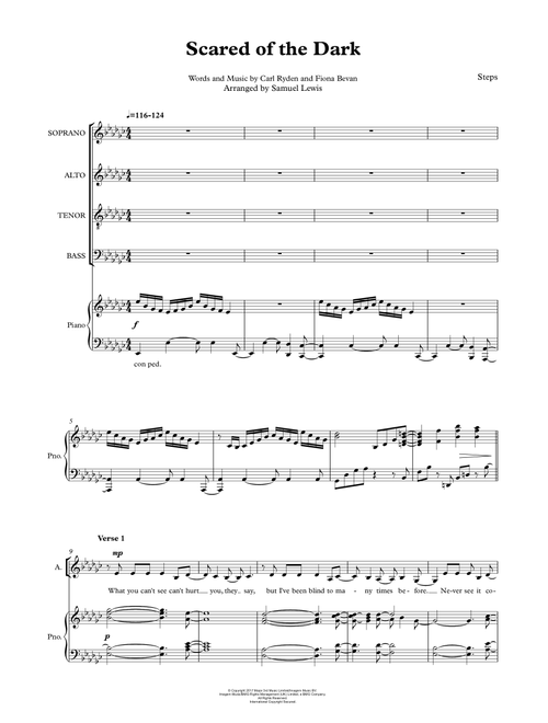 Scared Of The Dark (Arr. Samuel Lewis) - Steps (Choral, SATB)