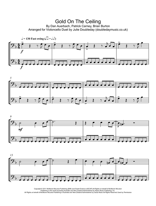 Gold On The Ceiling (Arr. Julie Doubleday) - The Black Keys (Cello Duet)