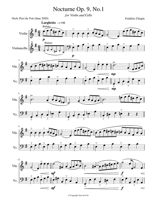 Nocturne Op. 9, No.1 - F Chopin  (Violin & Cello)  excerpt