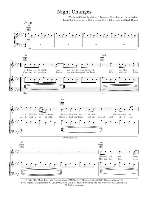 Night changes - One Direction (Piano-Voice-Guitar)