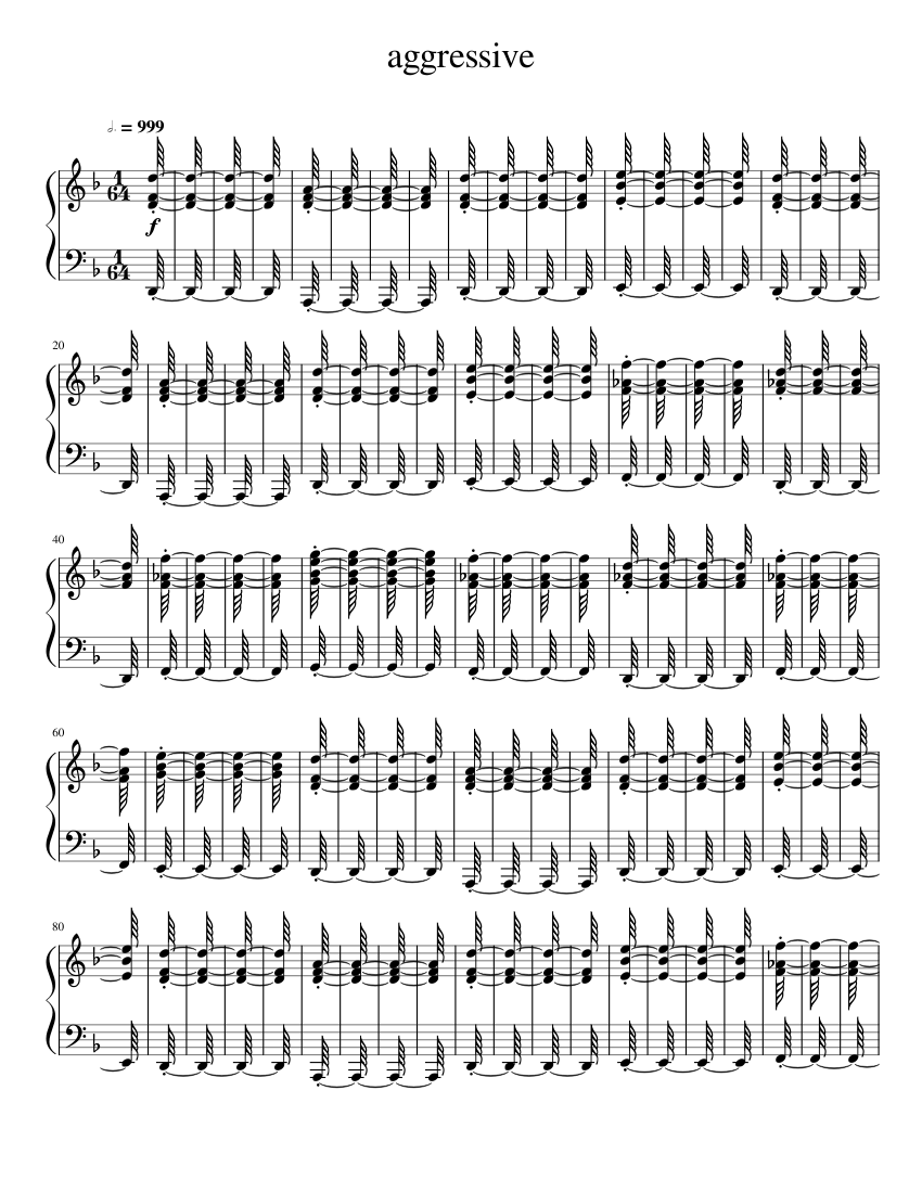 Aggressive Music Notes aggressive but it's impossible to read and in 1/64 time at 999 BPM ...