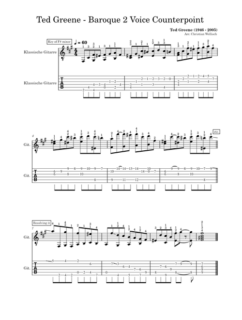 Baroque 2 Voice Counterpoint in F# minor – Ted Greene
