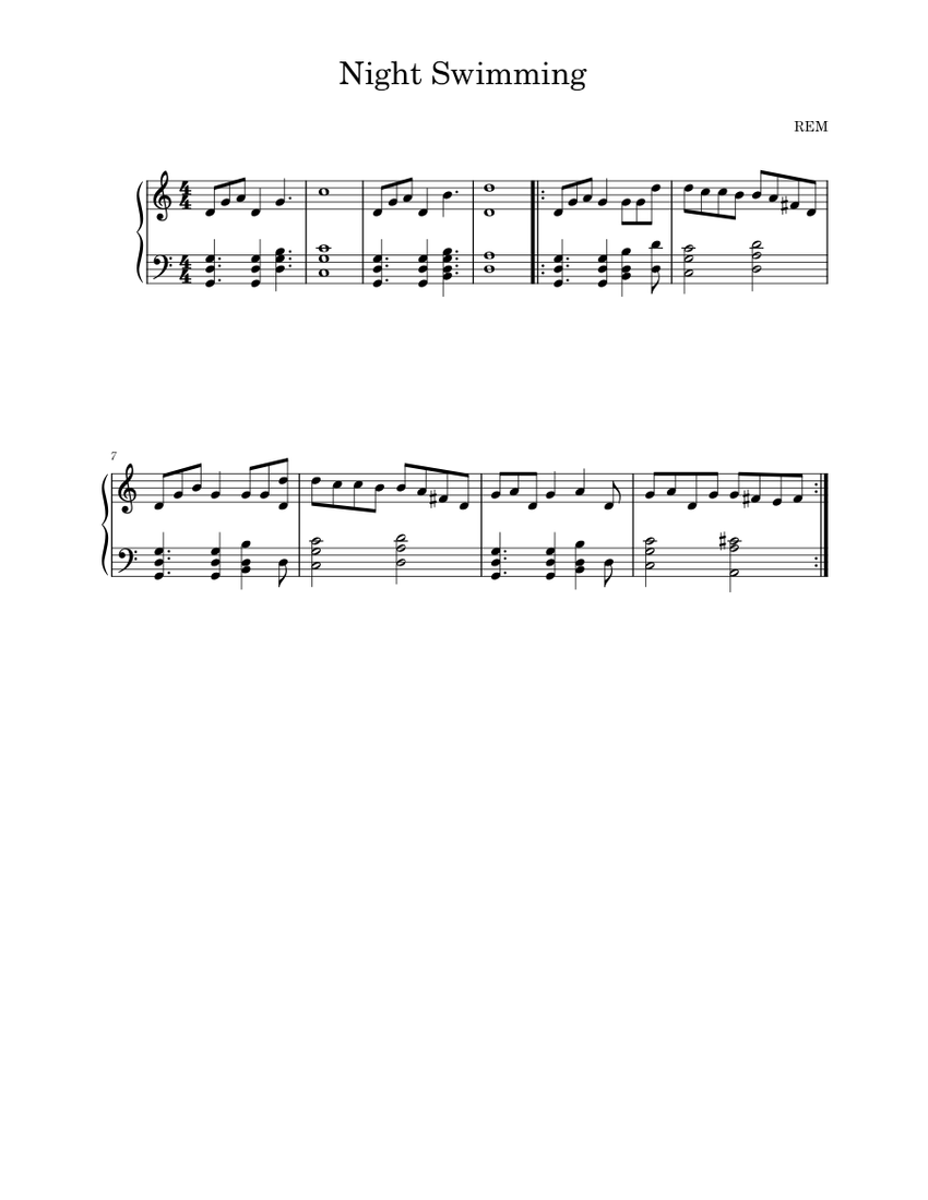 Nightswimming R.E.M. Sheet music for Piano (Solo)