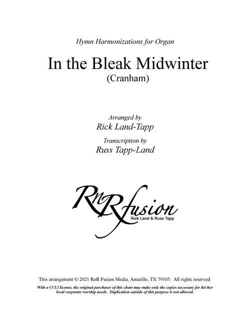 In the Bleak Midwinter - Christmas Hymn Harmonization for Organ (Arr. Rick Land) - RnR Fusion: Rick Land & Russ Tapp (Organ)
