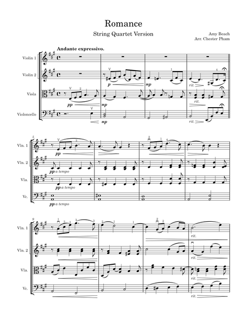 Romance by Amy Beach but If She Wrote it For a String Quartet