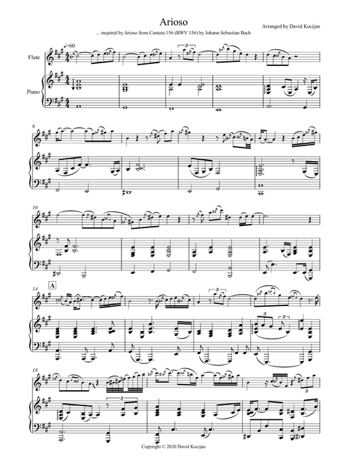 Arioso (flute & piano) (Arr. David Kocijan) - J. S. Bach (Flute and Piano)