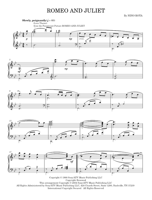 ROMEO AND JULIET - Nino Rota (Piano Solo)