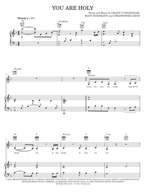 You Are Holy - The Martins (Piano-Vocal-Guitar)