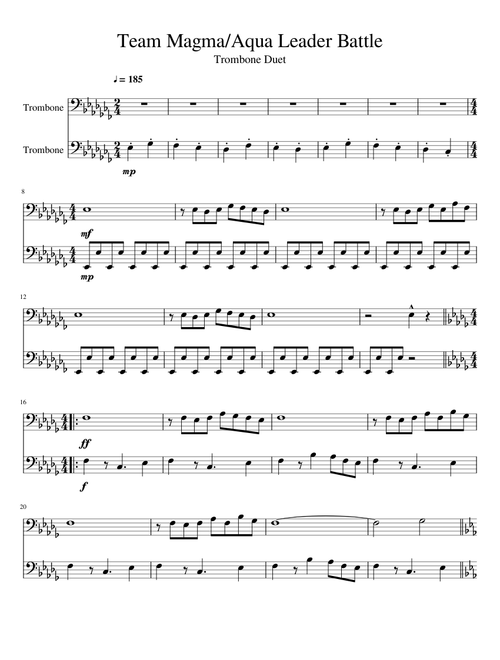 Pokemon OR/AS: Team Magma/Aqua Leader Battle Theme - Trombone Duet