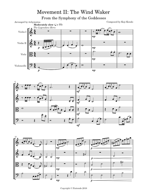 Symphony of the Goddesses – Chad Seiter (Movement II - The Wind Waker for String Quartet)
