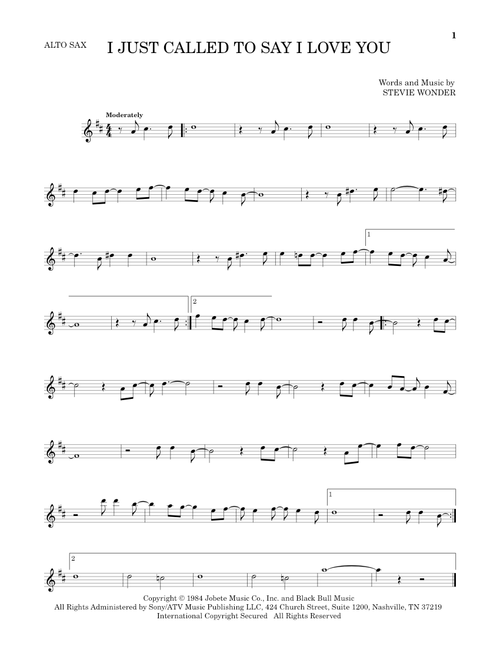I Just Called To Say I Love You - Stevie Wonder (Alto Sax Solo)