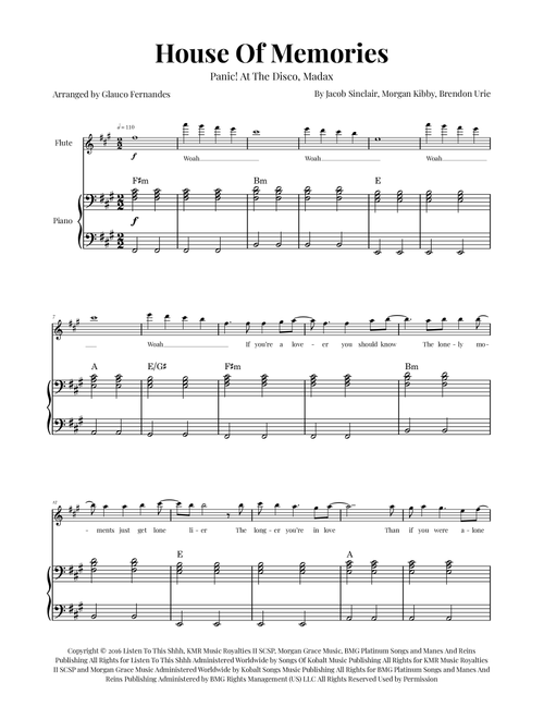 House Of Memories (Arr. Glauco Fernandes) - Madax (Flute and Piano)