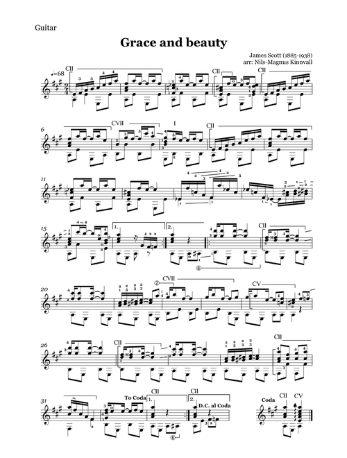 Grace and beauty (Arr. Nils-Magnus Kinnvall) - James Scott (Solo Guitar)