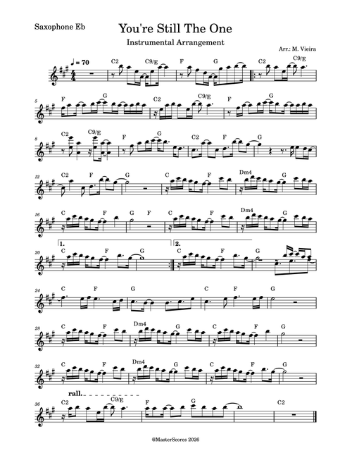 You're Still The One (Arr. M. Vieira) - Shania Twain (Alto Sax Solo)