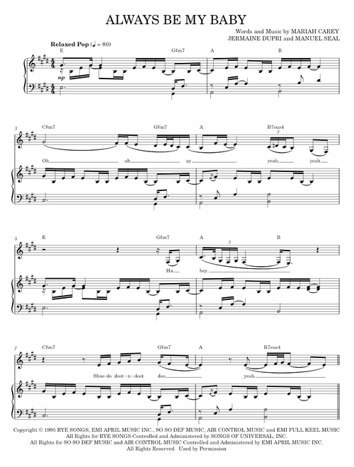 Always be my baby - Mariah Carey (Piano-Vocal-Guitar)
