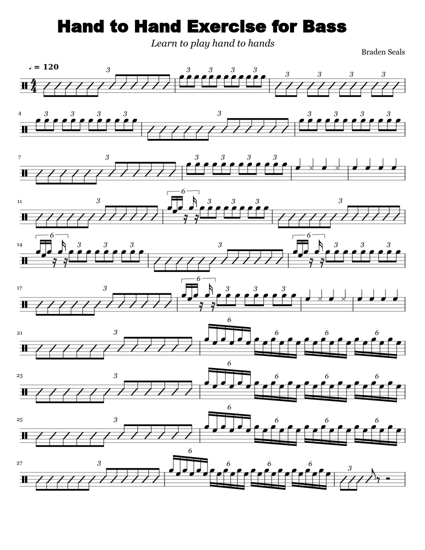 Hand to Hand Exercise for Bass Sheet music for Bass drum Indoor Percussion Ensemble Musescore