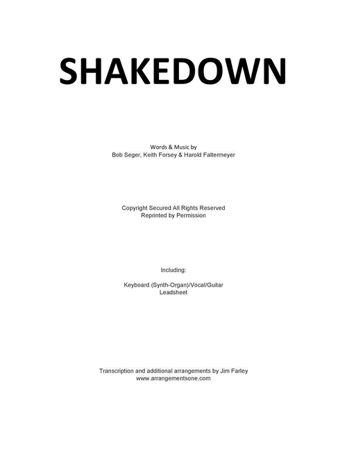 Shakedown (Arr. Jim Farley) - Bob Seger (Piano-Vocal-Guitar (Piano Accompaniment))
