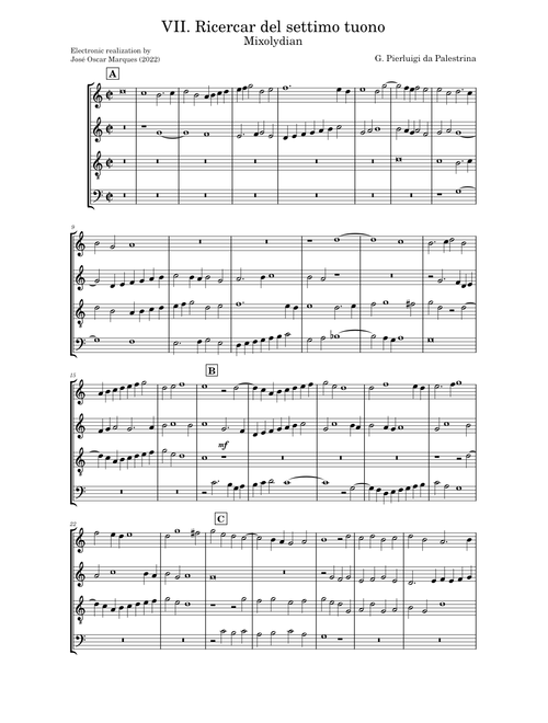 G. P. da Palestrina: Ricercar del settimo tuono