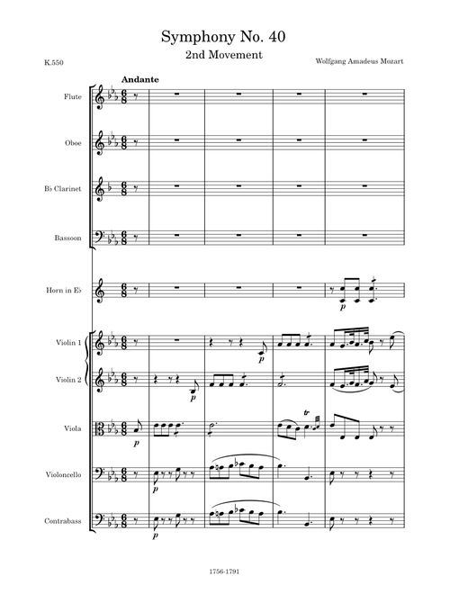Symphony No. 40 in G Minor, K.550, 2nd Movement (Andante) – Wolfgang Amadeus Mozart