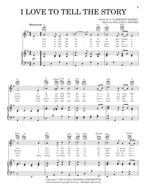 I Love To Tell The Story - William G Fischer, A Catherine Hankey (Piano-Vocal-Guitar)