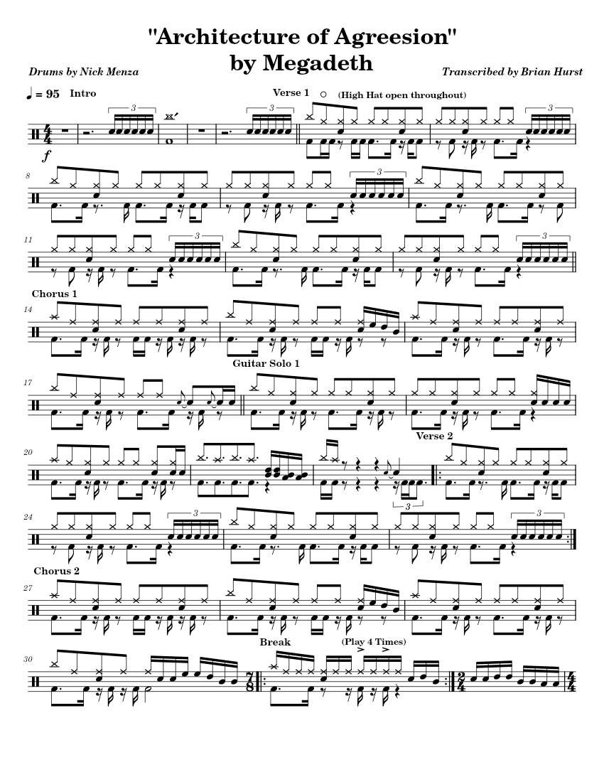 Architecture of aggression – Megadeth (Drums) Sheet Music for Drum