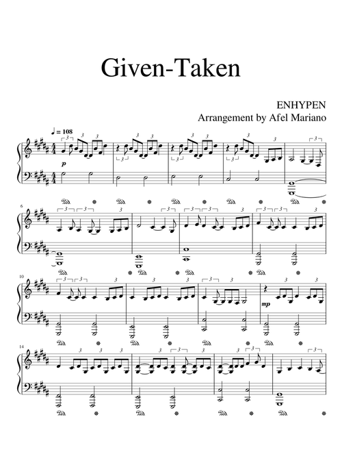 ENHYPEN - Given-Taken for Piano Solo