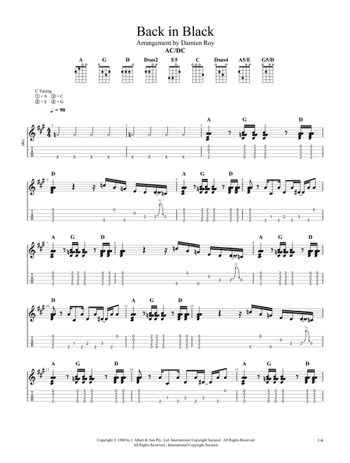 Back In Black (Arr. Damien Roy) - AC/DC (Ukulele)