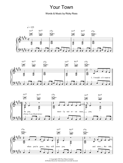Your Town - Deacon Blue (Piano-Vocal-Guitar (Piano Accompaniment))