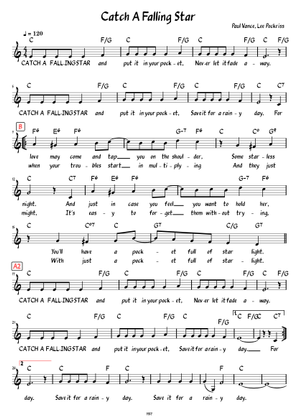 Play Official version of Catch a falling star Sheet Music by Perry Como ...