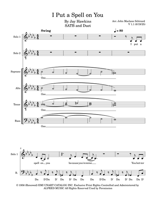 I Put A Spell On You (Arr. John Maclane Schirard) - Annie Lennox (Choral, SATB divisi)