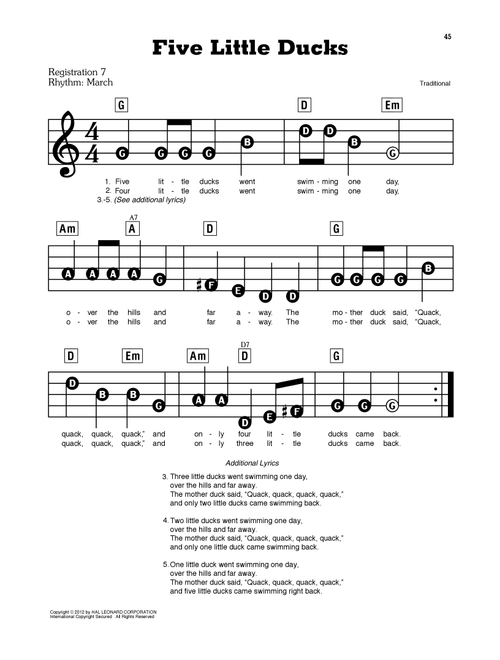 Five Little Ducks - Traditional (E-Z Play Today)