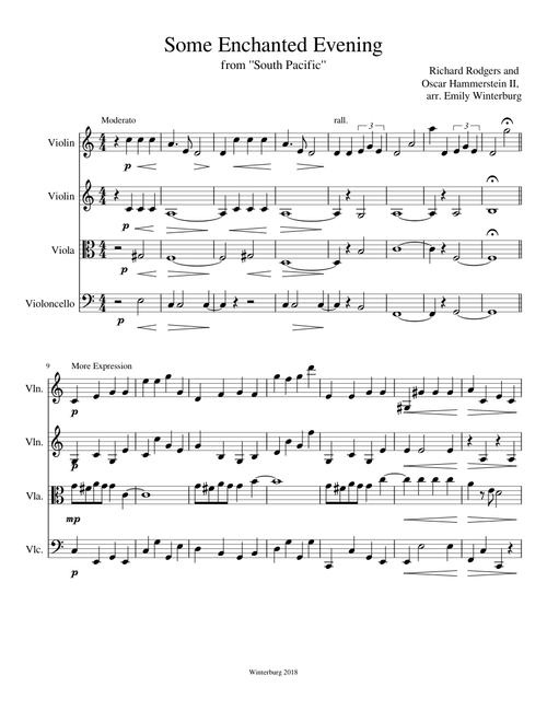 Some Enchanted Evening for string quartet