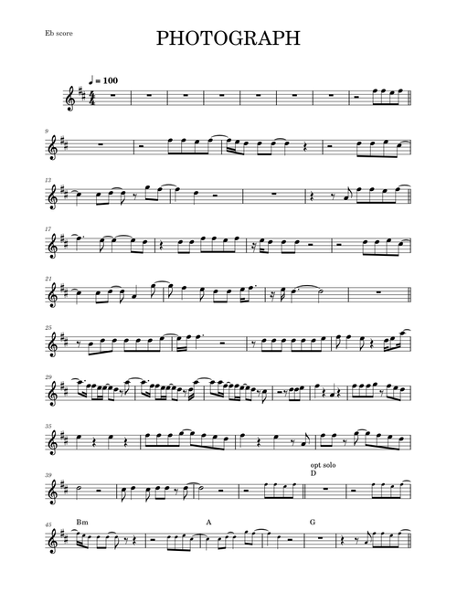 Photograph – Ed Sheeran (ALTO SAX)