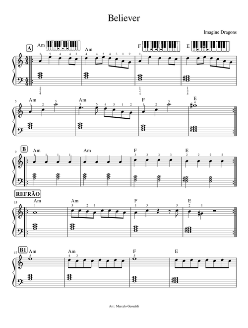 Believer - easy piano version