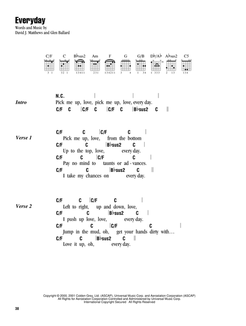 Everyday - Dave Matthews Band (Guitar Chords-Lyrics)