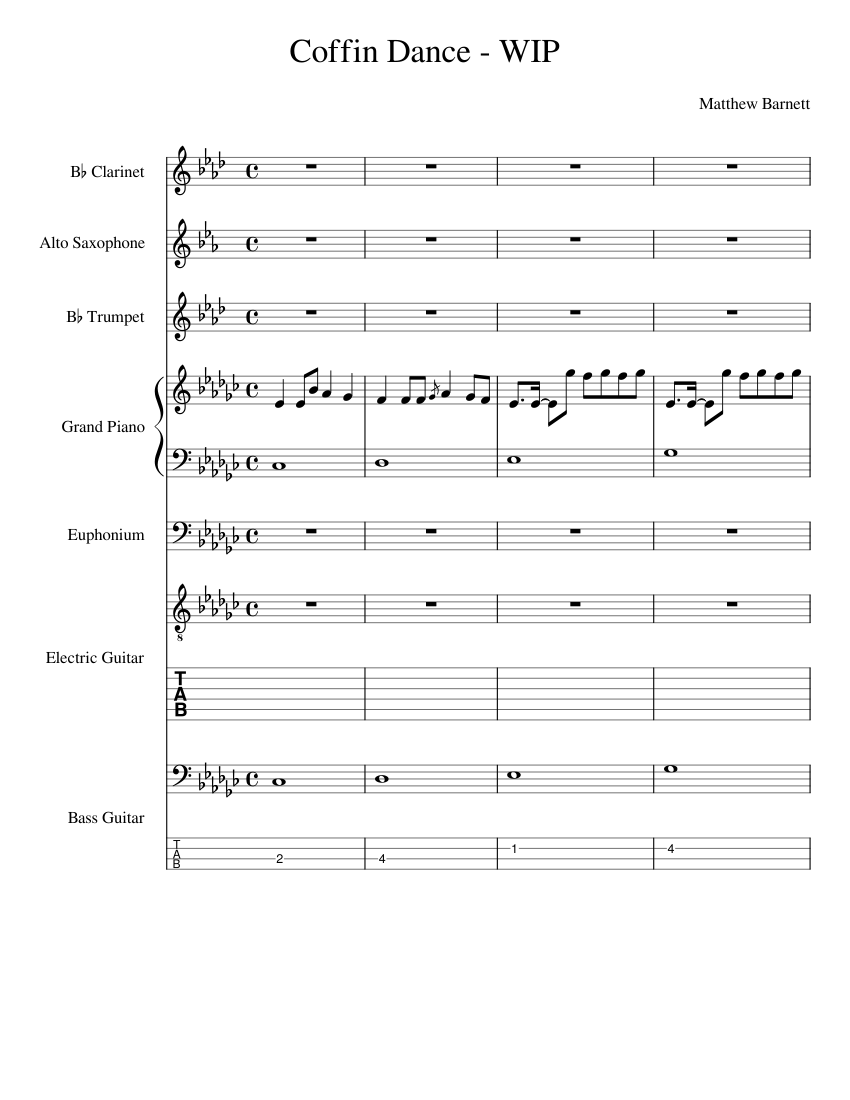 Coffin_Dance__WIP Sheet music for Piano, Euphonium, in bflat